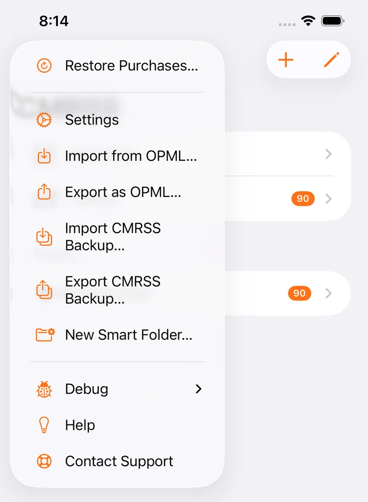 Contact Support in CMRSS on IOS